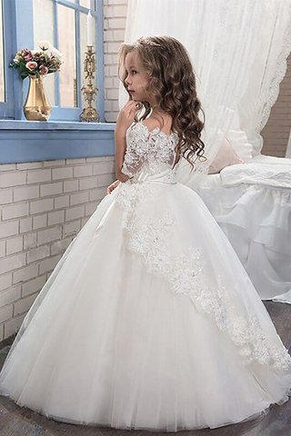 Robe de cortège enfant naturel avec fleurs avec manche courte de mode de bal appliques - photo 2
