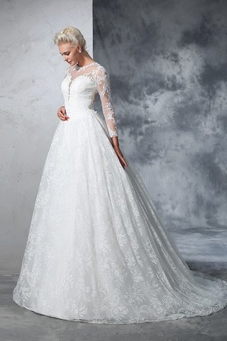 Robe de mariée longue de traîne moyenne avec manche longue de tour de ceinture empire - photo 5