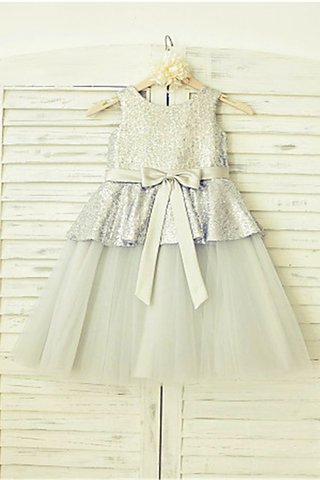 Robe de cortège enfant naturel a-ligne longueur au ras du sol en tulle manche nulle - photo 2