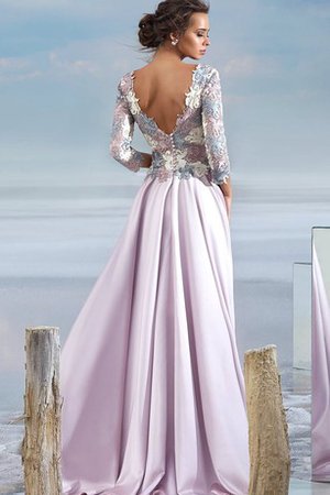 Robe de bal a-ligne de col en v avec manche longue appliques en satin - photo 2