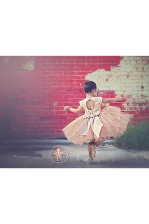 Robe de cortège enfant au niveau de cou de princesse longueur mollet en tulle avec nœud - photo 2