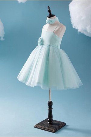 Robe de cortège enfant naturel de lotus avec fleurs en tulle avec ruban - photo 2