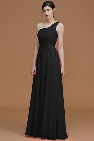Robe demoiselle d'honneur naturel avec sans manches ligne a ruché d'épaule asymétrique - photo 8