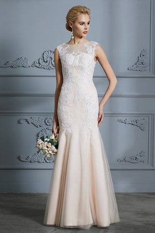 Robe de mariée grosses soldes jusqu'au sol encolure ronde appliques de sirène - photo 3