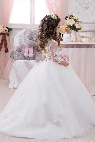 Robe de cortège enfant naturel avec fleurs textile en tulle manche nulle avec manche 1/2 - photo 2