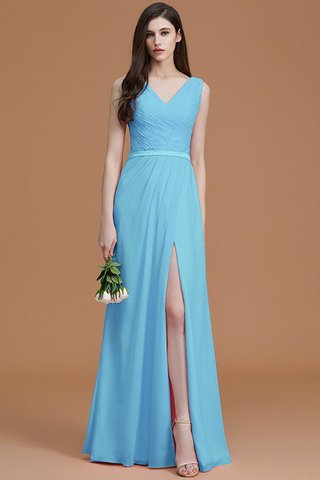 Robe demoiselle d'honneur avec chiffon de col en v de princesse ligne a ruché - photo 9