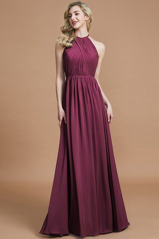 Robe demoiselle d'honneur naturel a-ligne col u profond en chiffon avec sans manches - photo 10