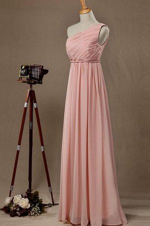 Robe demoiselle d'honneur plissé ruché avec chiffon d'épaule asymétrique manche nulle - photo 2