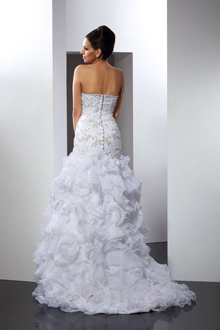 Robe de mariée longue en organza de col en cœur de traîne mi-longue avec perle - photo 2