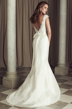 Robe de mariée modeste naturel de col en v manche nulle en salle - photo 2