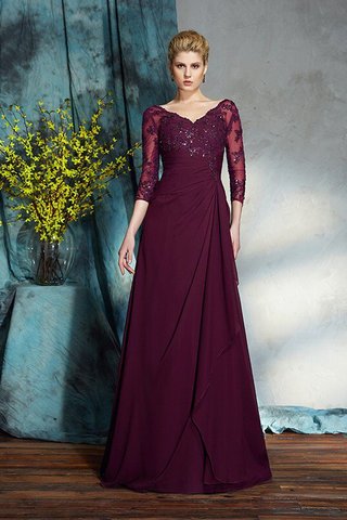 Robe mère de mariée longue longueur au ras du sol v encolure de princesse en chiffon - photo 3