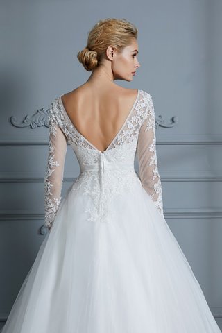 Robe de mariée avec décoration dentelle charme de col en v de mode de bal naturel - photo 8