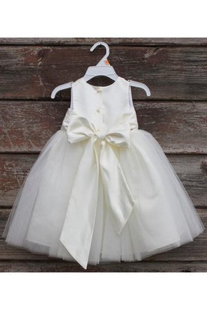 Robe de cortège enfant plissé a-ligne avec ruban avec fleurs jusqu'au sol - photo 1