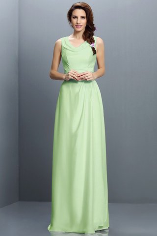 Robe demoiselle d'honneur longue en chiffon jusqu'au sol v encolure fermeutre eclair - photo 26