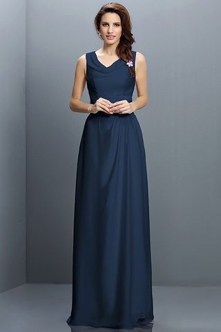 Robe demoiselle d'honneur longue en chiffon jusqu'au sol v encolure fermeutre eclair - photo 10