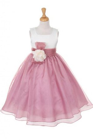 Robe de cortège enfant avec fleurs encolure en carré en organza manche nulle - photo 1