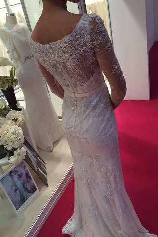 Robe de mariée naturel col u profond en forme avec manche longue de traîne courte - photo 2