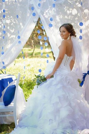 Robe de mariée en satin avec décoration dentelle de sirène manche nulle de lotus - photo 1