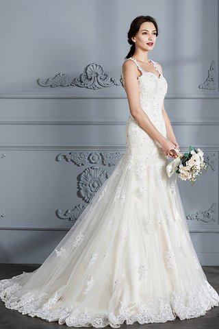 Robe de mariée naturel manche nulle col en forme de cœur de sirène de traîne moyenne - photo 6