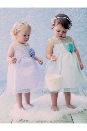 Robe de cortège enfant bref en organza de lotus ligne a avec ruban - photo 2