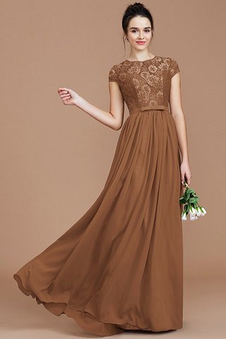 Robe demoiselle d'honneur naturel avec zip a-ligne avec manche courte en chiffon - photo 10