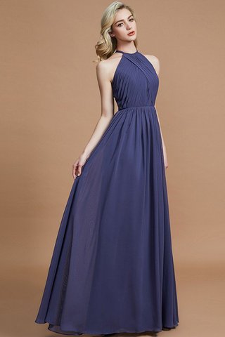 Robe demoiselle d'honneur naturel a-ligne col u profond en chiffon avec sans manches - photo 5