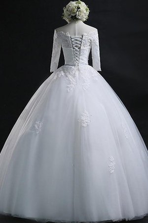 Robe de mariée longue en dentelle appliques textile en tulle ceinture - photo 2