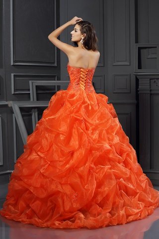 Robe de quinceanera naturel de mode de bal avec lacets col en forme de cœur en organza - photo 2