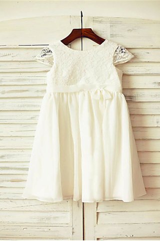 Robe de cortège enfant naturel col u profond en chiffon ligne a avec manche courte - photo 2