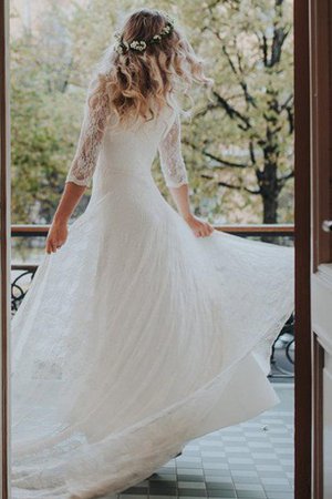 Robe de mariée sobre avec chiffon col u profond avec manche 1/2 maillot - photo 2