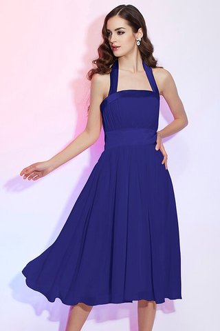 Robe demoiselle d'honneur bref a-ligne avec fronce au niveau de genou avec chiffon - photo 24