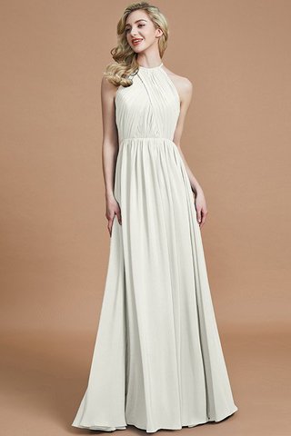 Robe demoiselle d'honneur naturel a-ligne col u profond en chiffon avec sans manches - photo 21