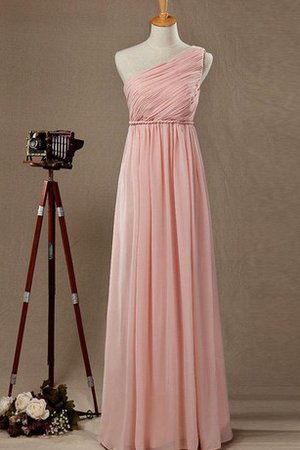 Robe demoiselle d'honneur plissé ruché avec chiffon d'épaule asymétrique manche nulle - photo 1