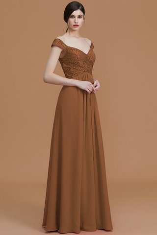 Robe demoiselle d'honneur naturel de princesse de col en v a-ligne fermeutre eclair - photo 10