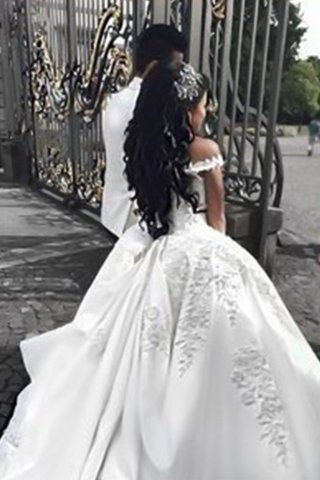 Robe de mariée enchanteur en satin manche nulle de mode de bal de traîne courte - photo 2