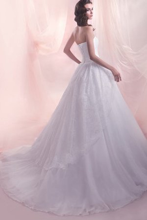 Robe de mariée appliques manche nulle jusqu'au sol ruché a-ligne - photo 2