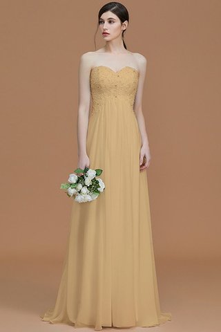 Robe demoiselle d'honneur naturel avec perle de col en cœur manche nulle a-ligne - photo 18