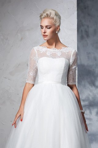 Robe de mariée longue col en bateau fermeutre eclair de mode de bal en 1/2 manche - photo 5