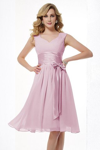 Robe demoiselle d'honneur plissage courte a-ligne en chiffon larges bretelles - photo 20