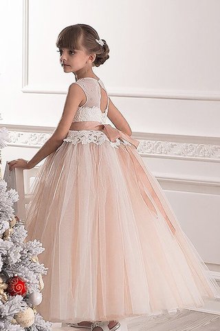 Robe de cortège enfant naturel avec ruban avec fleurs de mode de bal col u profond - photo 2