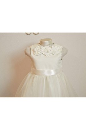 Robe de cortège enfant naturel au niveau de cou elevé manche nulle avec fleurs - photo 2