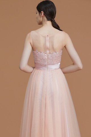 Robe demoiselle d'honneur naturel manche nulle fermeutre eclair col en bateau en tulle - photo 7