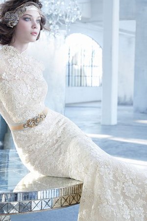 Robe de mariée classique luxueux de col haut avec cristal trou de serrure - photo 2