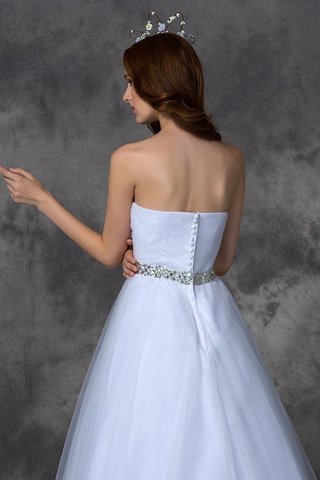 Robe de mariée longue fermeutre eclair de traîne courte avec perle en satin - photo 7