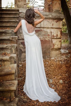 Robe de mariée simple en chiffon manche nulle ruché de traîne courte - photo 1