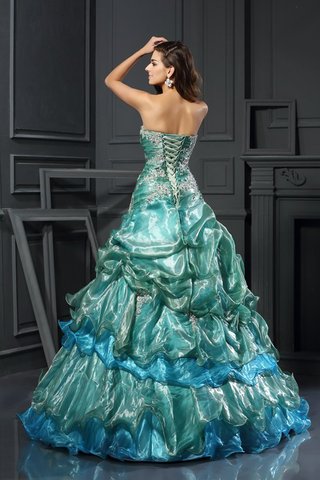 Robe de quinceanera longue de col en cœur manche nulle cordon de mode de bal - photo 2