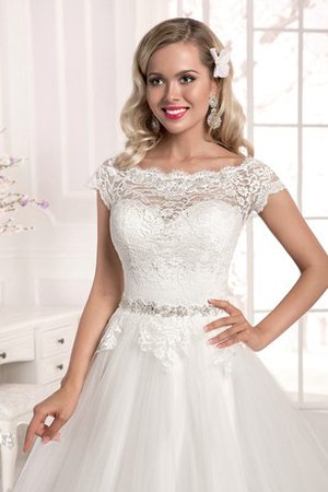 Robe de mariée naturel festonné avec manche courte cordon avec cristal - photo 2