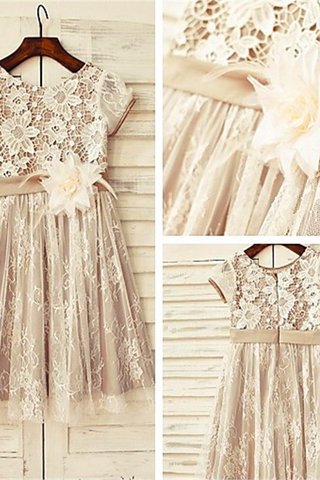 Robe de cortège enfant fermeutre eclair avec fleurs ligne a encolure ronde de princesse - photo 5