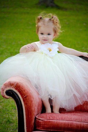 Robe de cortège enfant a-ligne en tulle manche nulle arrivée au cheville ceinture haut - photo 2