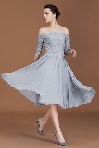 Robe demoiselle d'honneur de princesse en chiffon d'epaule ajourée avec zip mignonne - photo 5